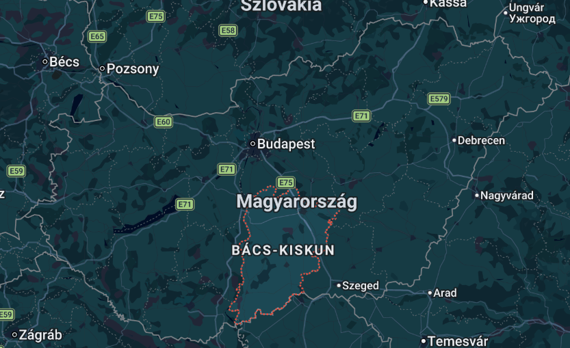 Működési terület térképe — Kunszállás, Bács-Kiskun